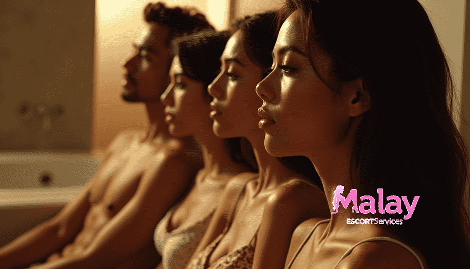 Malay Escort Service Four people in profile bathed in warm light appear to be looking in the same direction KL Escort Girl