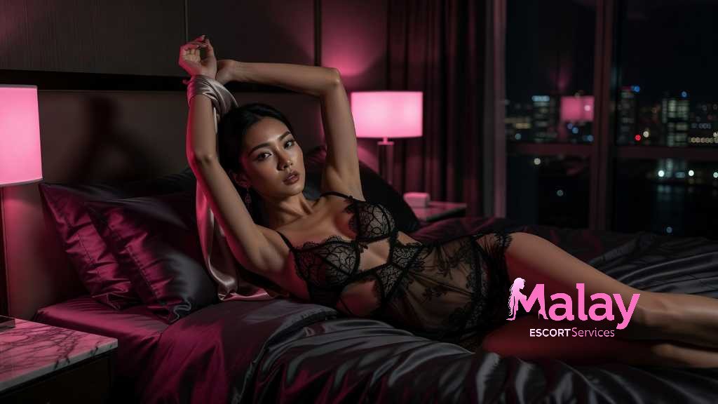 Malay Escort Service Woman in black lace lingerie lying on bed with hands tied above head KL Escort Girl Malay Escort KL Real KL Escorts Ready for You Malay Escort Service Woman in black lace lingerie lying on bed with hands tied above head KL Escort Girl